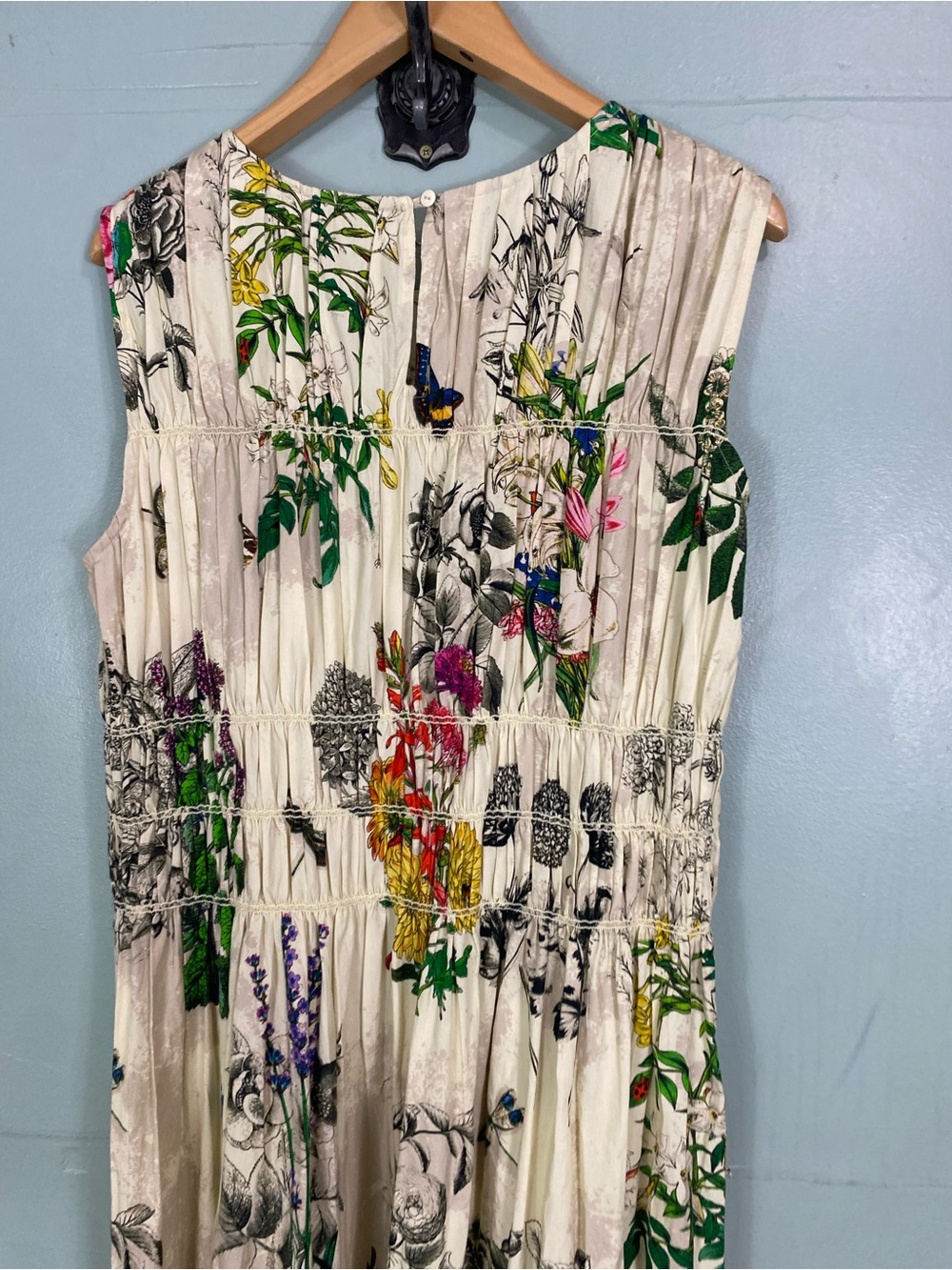 Anthropologie Kavita Bhartia Drop Waist Smocked Maxi Dress Floral XL Green - Picture 6 of 8